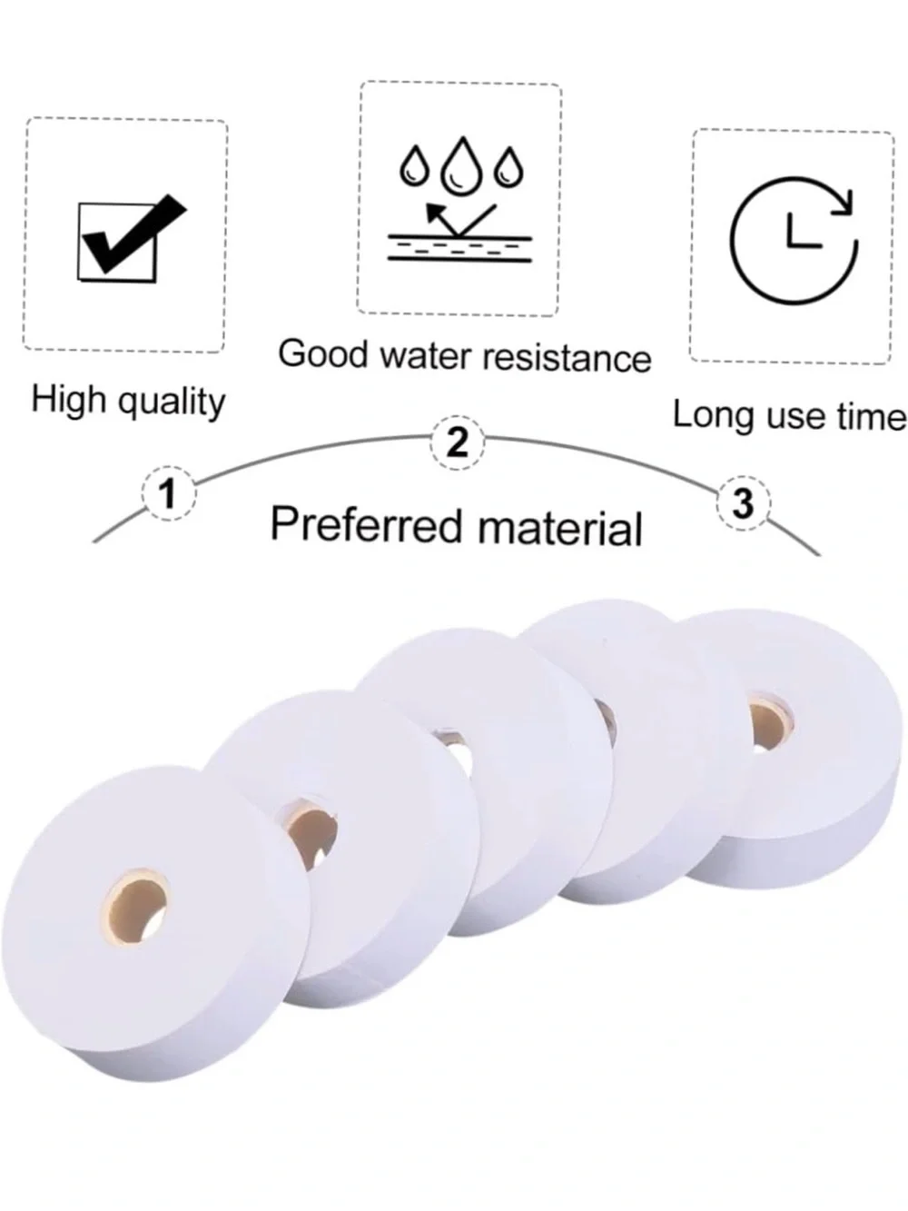 White Thermal Receipt Paper Rolls for Home Office - Pack of 5